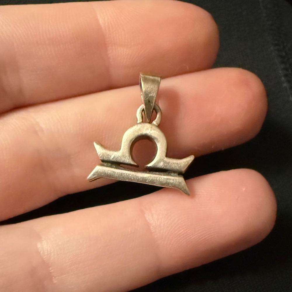 Solid Sterling Silver Libra Pendant